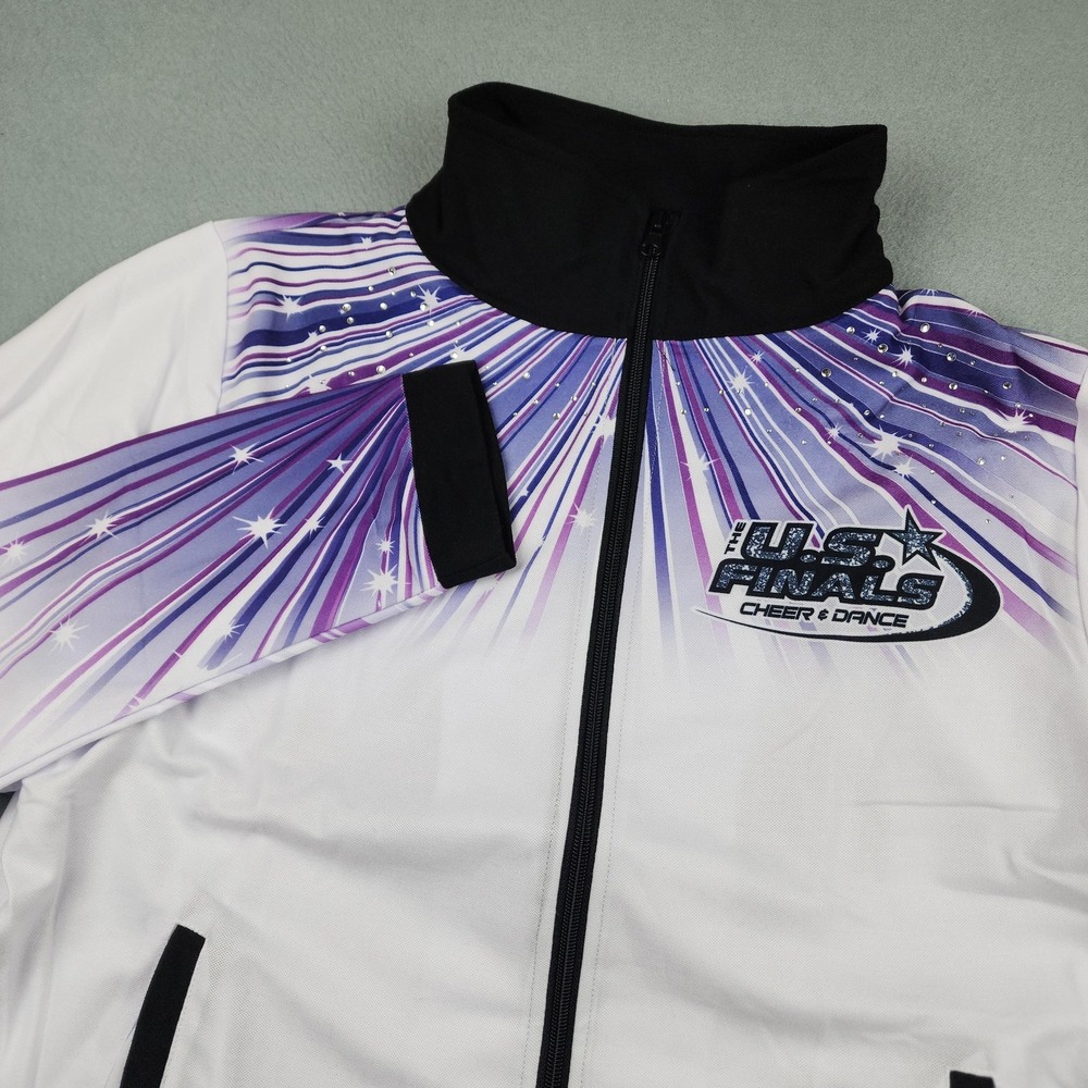 Varsity All Star Jacket Womens Medium White U.S. Finals Cheer Dance Champion